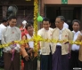 Leaders of the National Democratic Force (NDF) including Khin Maung Swe (leftmost) and Dr. Than Nyein (fourth left) attending the signboard installation ceremony at party headquarters on Dagon Lwin Street, Tarmway Township  in Rangoon on Sunday, August 1.  Photo: Mizzima. The NLD splinter group's leaders said they have already selected candidates to contest in 50 townships.