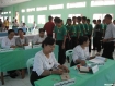 Young voters take time off work to vote at a polling station number 1 inside U Ba Lwin Hall of Myoma State High School No. 2, in Pyi East Ward, Dagon Township, Rangoon. Photo: Mizzima