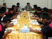 Burmese fishermen who were rescued by the Sri Lanka Navy in March enter a meeting room in the Myanmar Fishery Federation in Rangoon on Thursday, June 9. The families of missing fishermen were given a relief donation of 150,000 kyat (about US$ 175). An estimated 470 fishermen were missing. Photo: Mizzima