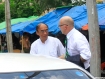Dr. Tin Tun Oo, left, the CEO of the Myanmar Times, and the Australian cofounder Ross Dunkley outside the Kamayut Township Court in Rangoon on Thursday, May 12. Photo: Mizzima