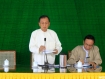 Rangoon Region Education Minister Nyan Tun Oo, left, and Rangoon Region Administration Office Chief Khin Maung Tun at the first press conference conducted by the Rangoon Region Assembly on Tuesday, May 10. Photo: Mizzima