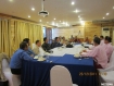  The government’s Union-level peacemaking delegation led by Aung Min and the New Mon State Party delegation led by Nai Hong Sar during a negotiating session in Sangkhlaburi District in Kanchanapuri Province on Thursday, December 22, 2011. The NMSP delegation is wearing red and white shirts. Photo: Mizzima 