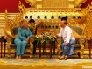 Burmese President Thein Sein meets with U.S. Secretary of State Hillary Clinton at the President's Office in Naypyidaw on Thursday, December 1, 2011. Clinton is on a three-day visit to the country in the first visit by a U.S. secretary of state in more than 56 years. Photo: Mizzima