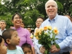 US Sen. John McCain and Phyu Phyu Thin, who is the in charge of the center on Thursday morning, May 2, 2011. Photo: Mizzima 