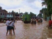 Rising water reaches the Pegu (Bago) train station on Thursday, August 11, 2011. The town has been hit by the worst flooding in 30 years, and several thousand people have fled their homes. Pro-democracy opposition leader Aung San Suu Kyi is scheduled to travel to the troubled town on Sunday. Photo: Mizzima