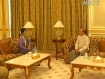 Aung San Suu Kyi, left, and Burmese President Thein Sein during their first-ever meeting on Friday in Naypyitaw, the capital. Photo: MRTV