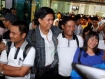 Comedians Zee Thee, Sein Thee and Gozilla and dancer Chaw Su Myo, left to right, leave Rangoon International Airport after arriving from Chiang Mai, Thailand, on Sunday, September 11, 2011. Photo: Mizzima