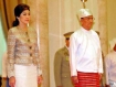 Thai Prime Minister Yingluck Shinawatra, left, with Burma's President Thein Sein during a meeting on Wednesday. Photo: provided by Thai Government House 