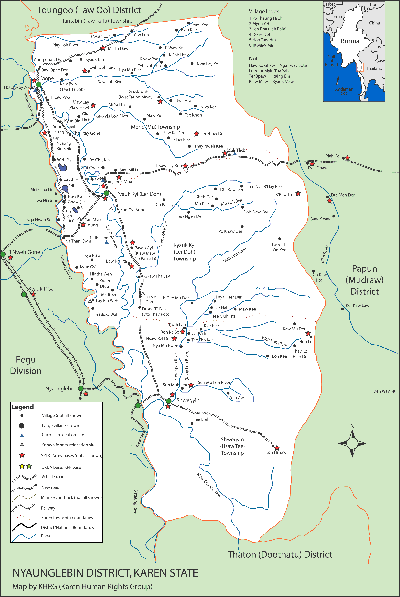 Nyaunglebin district Map by KHRG Map_Nyaunglebin_2009