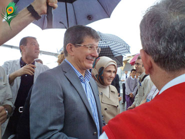 Turkey Foreign Minister Ahmet Davutoglu arrives in Sittway, Rakhine State, on Friday, August 10, 2012. The delegation was on a fact-finding mission for the Organization of Islamic Cooperation. Photo: Mizzima
