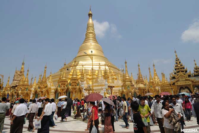 The Shwedagon Pagoda in Rangoon will celebrate an important religious festival this week that was banned for 20 years by the military junta. Monks and laypeople are flocking to the temple to pay homage to the Buddha and mark the return to a more normal way of life in Burma's largest city. Photo: Mizzima The Shwedagon Pagoda in Rangoon will celebrate an important religious festival this week that was banned for 20 years by the military junta. Monks and laypeople are flocking to the temple to pay homage to the Buddha and mark the return to a more normal way of life in Burma's largest city. Photo: Mizzima