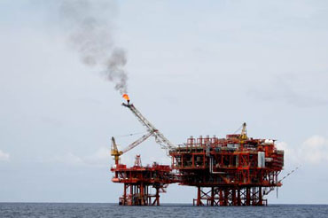 The Yetagun gas platform offshore Burma in the Andaman Sea. Photo: kyspeaks.com