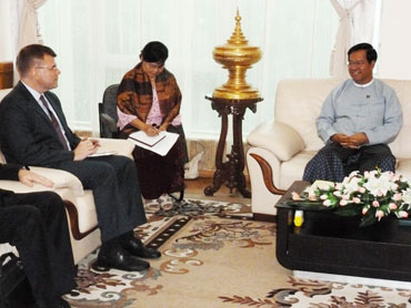 Minister of Finance and Revenue Hla Tun with a European delegation. Photo: spgroff / flickr