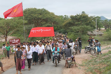 A march on Thursday, September 5, 2012, protesting the confiscation of farmers' land for a state-backed mining operation. Photo: Aung Nay Myo / facebook