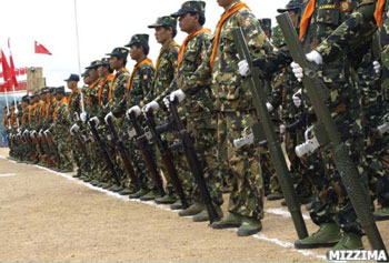 SSA South troops line up for review. Photo: Mizzima