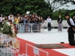 Burmese opposition leader Aung San Suu Kyi prays in honour of her late father, independence hero Gen. Aung San, during a ceremony to mark the country's 65th anniversary of Martyrs Day at the Martyrs Mausoleum in Rangoon on Friday, July 19, 2012. The memorial is a tribute to Aung San and several other independence leaders who were killed on July 19, 1947. Photo: AFP