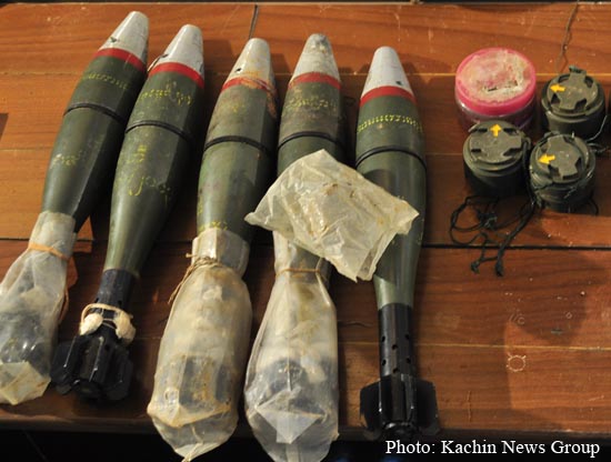 Mortar shells seized by KIA from Burmese Army, Madi Yang-Hkaya. hkaya-dec14