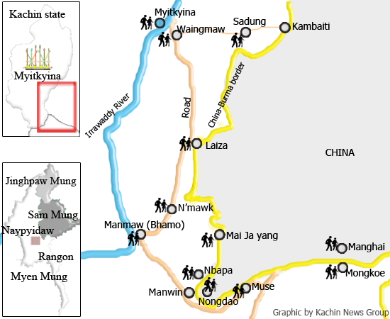 Map of IDP camps in KIO territory. refugee-dec2