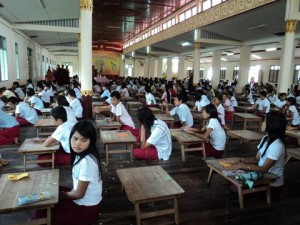 Summer school's students from different township in Mon state are helding exam in Moulmein on May 28th. (photo - htawsorn) DSC02372
