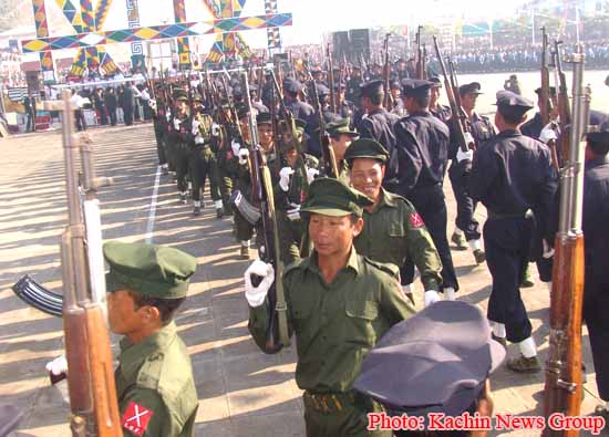 KIA troops celebrate 48th Kachin Revolution Day anniversary, Laiza on Feb. 5, 2009. mhtehpyen