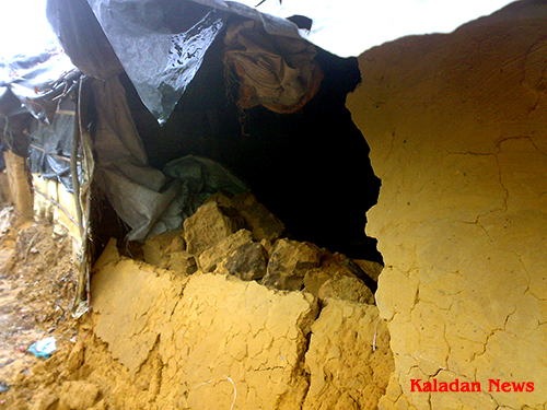 A refugee shack was destroy by heavy rain in unregistered kutupalong camp ktu-rain