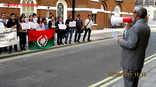 MR.Nurul Islam, President, ARNO, is giving speech at the Demonstration in London," The Rohingya Global day for Action" MR.Nurul Islam, President, ARNO, is giving speech at the Demonstration in London," The Rohingya Global day for Action"