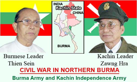 Burmese president Thein Sein (left) and KIO Chairman Zawng Hra Burmese president Thein Sein (left) and KIO Chairman Zawng Hra