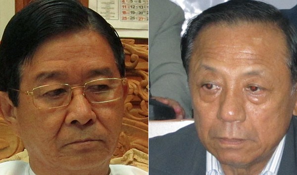 Aung Min, leader of Burmese peace negotiating team (left) and KIO Dr. Laja Aung Min, leader of Burmese peace negotiating team (left) and KIO Dr. Laja