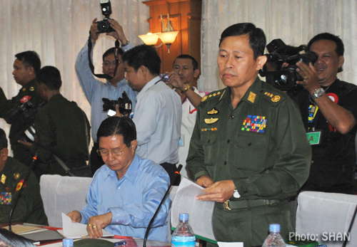 General Soe Win speaking to the RCSS/SSA on 19 May 2012 in Kengtung (Photo: SHAN)