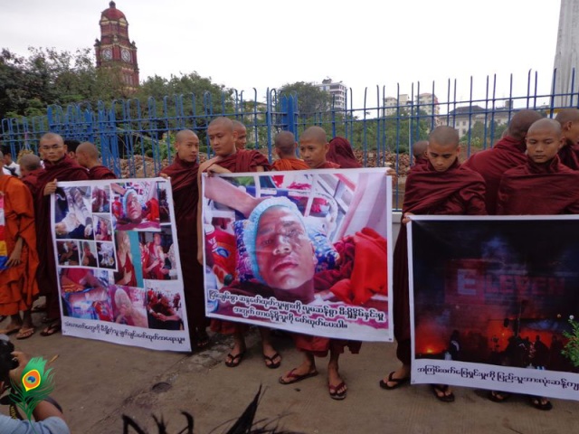 Monks lead crackdown protests in Rangoon Monks lead crackdown protests in Rangoon