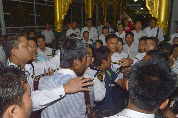 The photo was taken by a photo journalist during confrontation between photo journalists and security forces The photo was taken by a photo journalist during confrontation between photo journalists and security forces