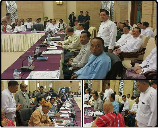 RCSS နှင့် ကရင်တိုင်းရင်းသား လက်နက်ကိုင်အဖွဲ့တို့ သမ္မတဦးသိန်းစိန်၏ ငြိမ်းချမ်းရေးနှင့် အမျိုးသားပြန်လည်သင့်မြတ်ရေး ကတိပြုချက် လက်မှတ်ရေးထိုးစဉ်(ဓါတ်ပုံ- Nyo Onh Myint facebook မှ) RCSS sign ceasefire in Union Day 2015