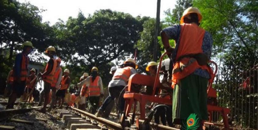 Upgrading the Yangon rail system. Photo: Ye Naing (Laukkaing)