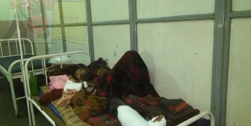 Sai Dong,40, critically injured in the Burma Army attack, now lies in hospital in Taunggyi.