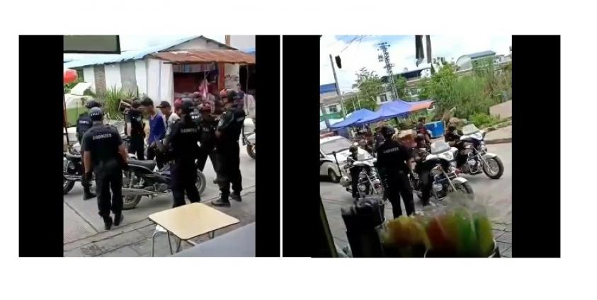 Photo by Numkham Youth- နမ့်ခမ်း – တရုတ်နယ်စပ် နောင်တောင်းမြို့တွင်း လမ်းသွားလမ်းလာများအား တရုတ်ရဲများ တင်းကြပ်စစ်ဆေးမှုပြုလုပ်နေ