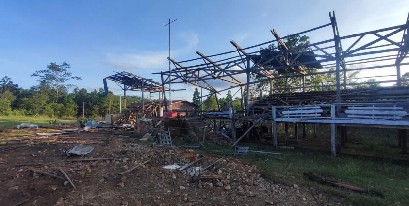 Visible damages inflicted by the Military Council's bombing in Hoseit