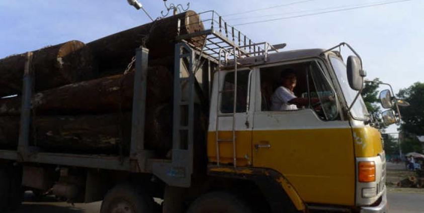 Logging truck, Strand Rd., Yangon. Photo: Mizzima