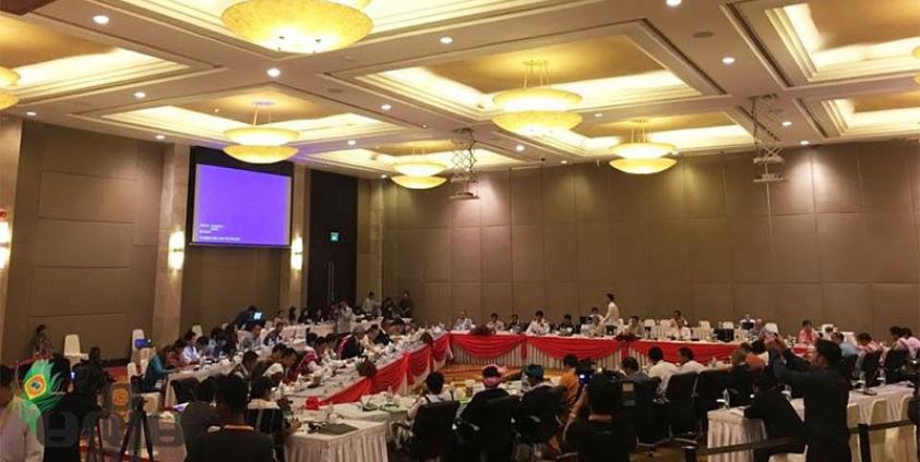 Members of the Union Peace Dialogue Joint Committee (UPDJC) attend a meeting in Naypyitaw on August 16, 2016. Photo: Theingi Tun/Mizzima