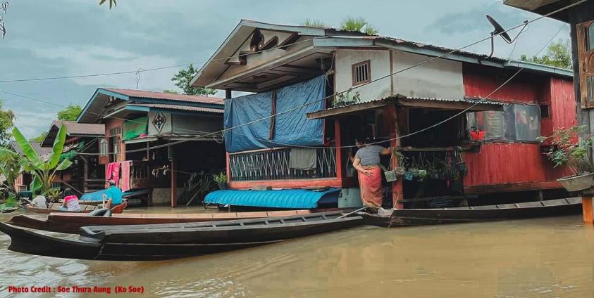 ကျိုက်မရောမြို့နယ်အတွင်းရှိ ကျေးရွာအချို့တွင် ရေကြီးနစ်မြုပ်နေစဉ်။ / Crd