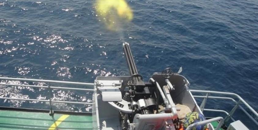 Myanmar Navy conducting artillery firing drills at sea