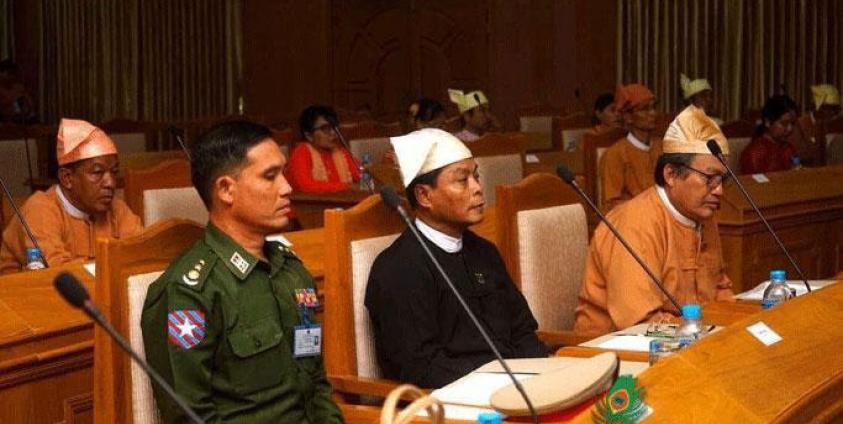 Newly appointed Mon State Border and Security Affairs Minister by Mon State Legislative Assembly, Col. Nay Htut Oo (Left). Photo: Mizzima
