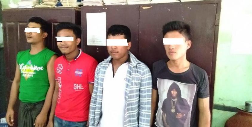 ရေးမြို့အာဇာနည်ဗိမာန်ဖျက်ဆီးမှုဖြင့် ဖမ်းဆီးရမိသောလူငယ် ၄ ဦး(MNA)