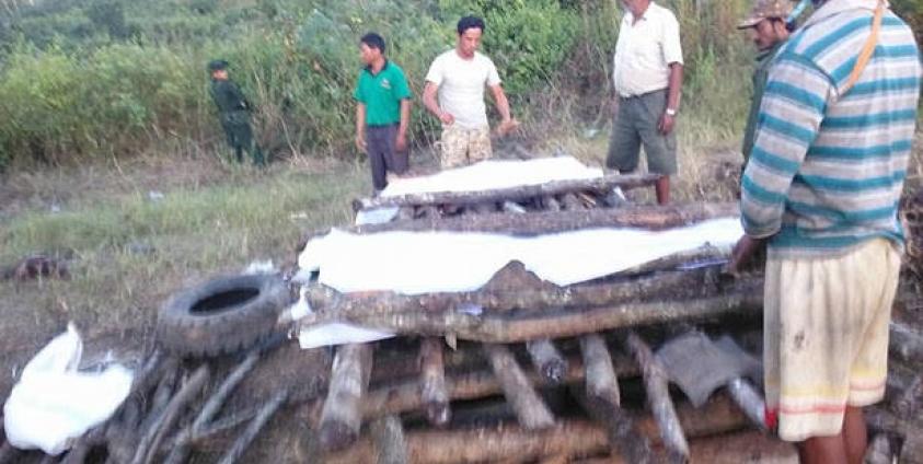 The funeral pyre for the two young victims. ( Sai Mon; Facebook)