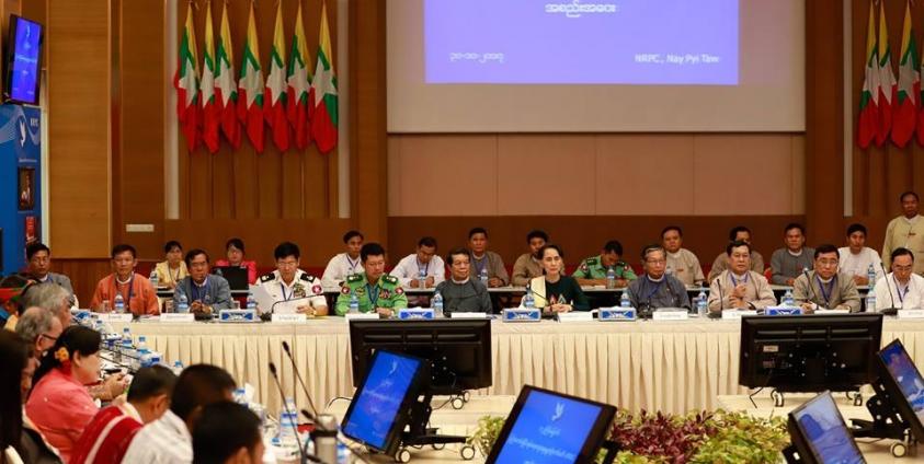 State Counsellor Daw Aung Sann Suu Kyi attends the UPDJC’s 12th meeting on October 30. (Photo – State Counsellor’s Office)