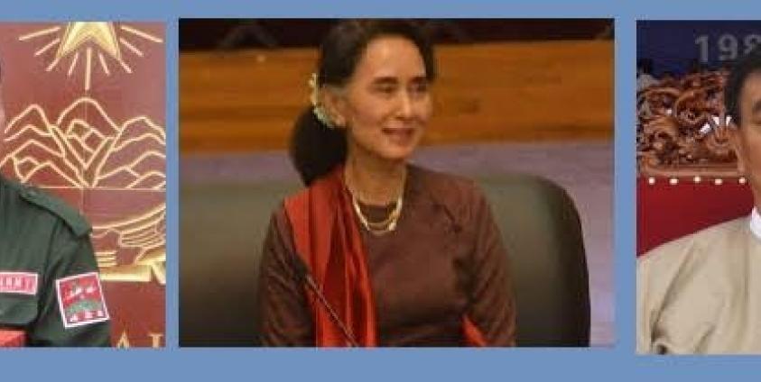 From left to right, UWSA leader U Bao Youxiang, State Counsellor Daw Aung San Suu Kyi, and NDAA-ESS leader U Sai Leun.