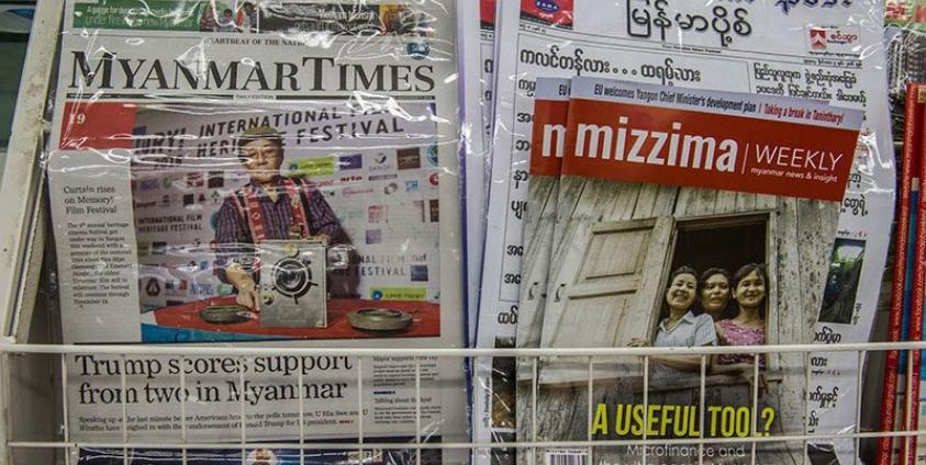 A Myanmar newspaper stand in Yangon. Photo: AFP