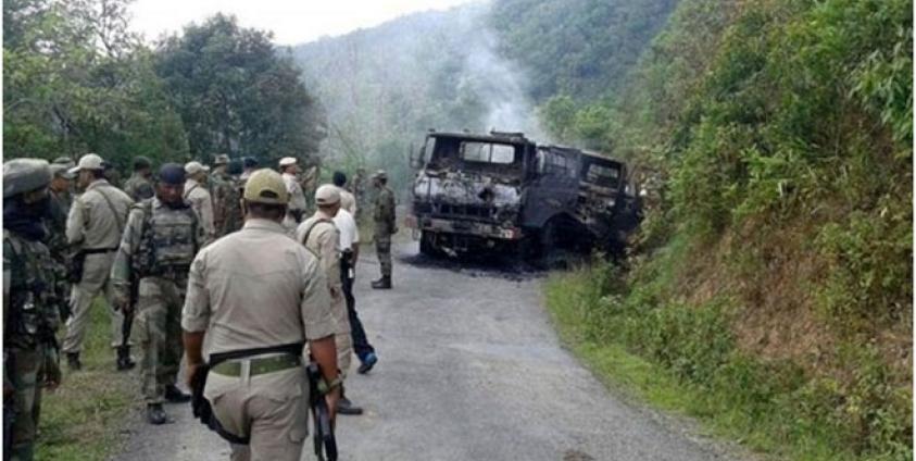 ပြီးခဲ့သည့်လက အိန္ဒိယတပ်သားများ သူပုန်များ၏ ခြံုခိုတိုက်ခိုက်ခံရစဉ် မြင်ကွင်း။ (ဓာတ်ပုံ - အေအက်ဖ်ပီ)