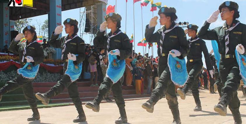 Photo by SHAN/ ၂၀၁၈ ခုနစ် လွိုင်တိုင်းလျန်းတွင် ကျင်းပသည့် သျှမ်းအမျိုးသားနေ့ စစ်ရေး ပြနေသည့် ပုံ