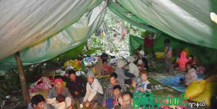 တောတောင်ထဲတွင် ထွက်ပြေးတိမ်းရှောင်နေရသည့် ဆွမ်ပီယန် ကျေးရွာအနီးတစ်ဝိုက်မှ ပြည်သူများ