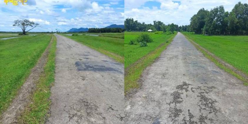 ယနေ့ မောင်တောတောင်ပိုင်းမှ ကျေးရွာ ၄ ရွာ အသွားအလာတားမြစ်ခံထားရ၍ လူသွားလူလာနည်းပါးနေသည်ကိုတွေ့ရစဉ်။